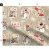 Spoonflower Fabric - Snail Snowman Woodland Friends Snowflakes Deer Winter Christmas Printed on Fleece Fabric Fat Quarter - Sewing Blankets Loungewear and No-Sew Projects