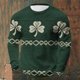 thumbnail image 5 of Ceisia Men's St. Patrick's Day Clover & Celtic Knot Print Waffle Knit Long Sleeve Crew Neck Casual Top Army Green XXXXXL Gifts, 5 of 6