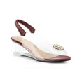 thumbnail image 1 of BLISSFUL STEP Women's Shoes Clear Wedge Heels Rhinestone Peep Toe Slingback Transparent Shoes Burgundy 6, 1 of 7