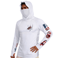 thumbnail image 2 of WELIGU UPF 50+ Men's Sun Protection Hoodie with Face Mask & Gaiter, Breathable Long Sleeve Fishing Hiking Shirt White Flag L, 2 of 7