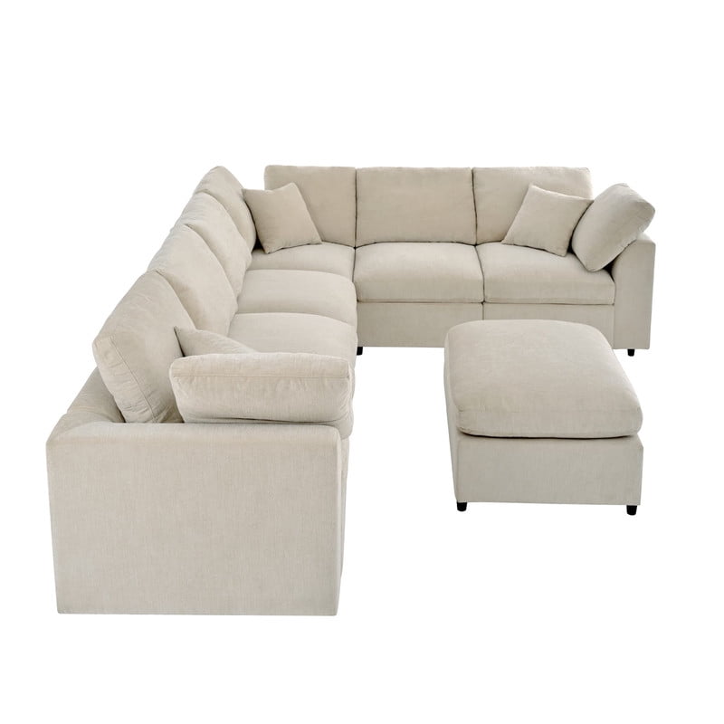Oversized Modular Sectional Sofa Couch, Large 7 Seater Corner Sofa Modern U Shaped Sectional Couch with Ottoman, Chenille Cloud Couches for Living Room, Office
