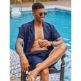 thumbnail image 3 of COOFANDY Men Short Sleeve Shirt and Short Sets Button Down Summer Beach Outfits Set, 3 of 7