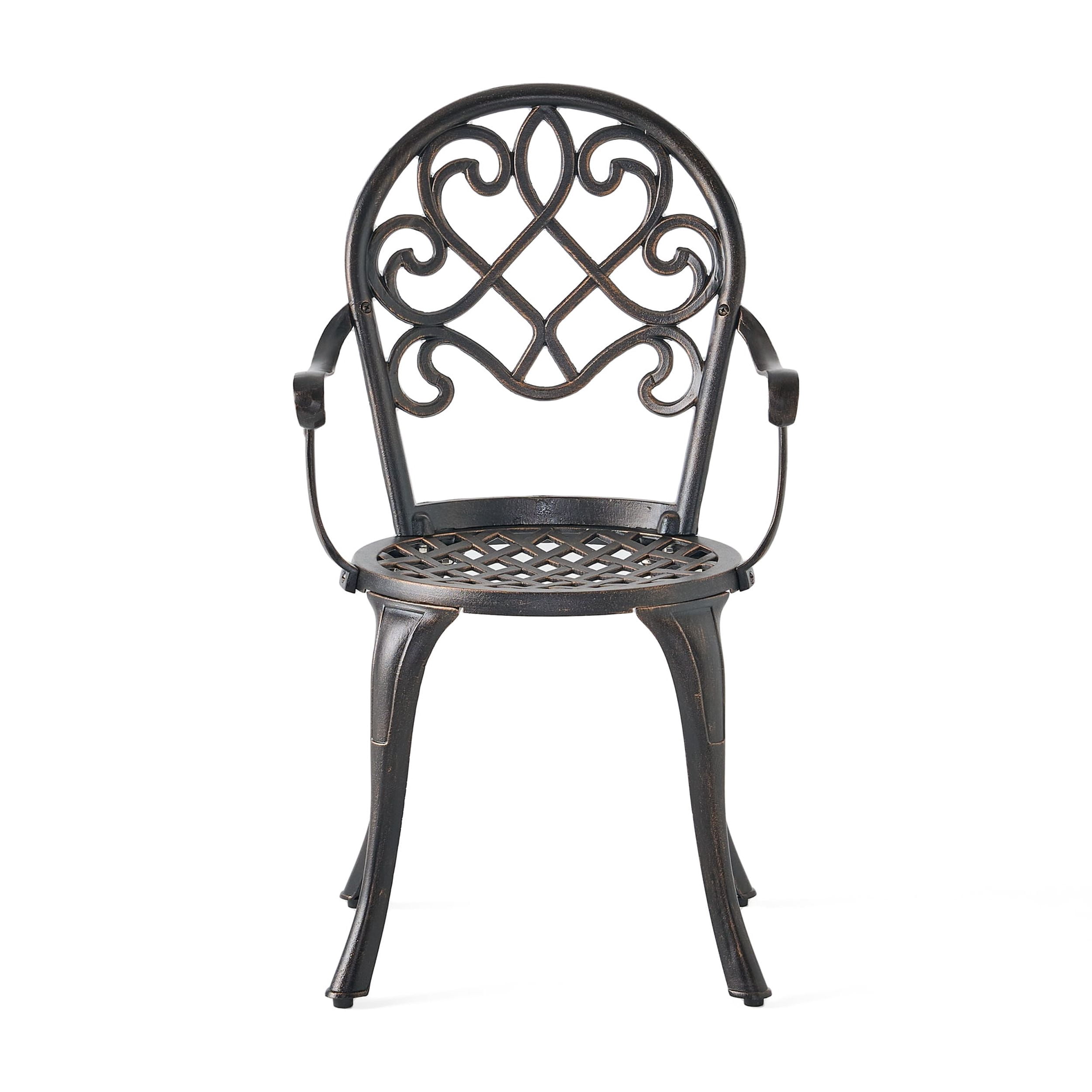 Outdoor 3 Piece Cast Metal Leisure Bistro Set with Ice Bucket, Multi Function Combined Furniture for Patio Garden, Copper