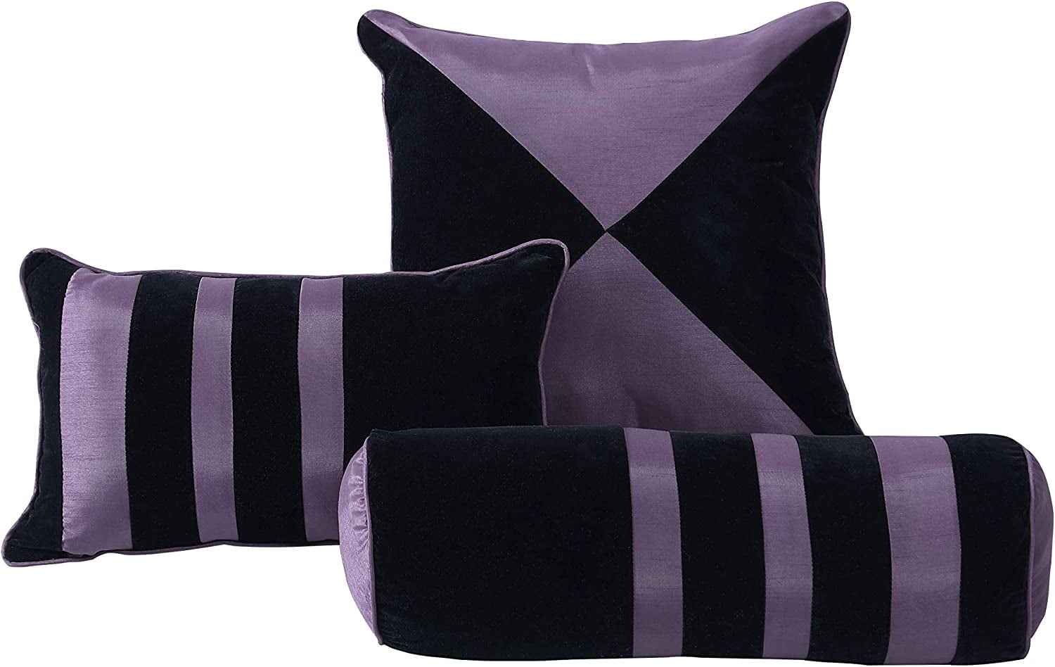 Chezmoi Collection Contemporary 7-Piece Luxury Flocked Floral Fabric Comforter Set, King, Violet