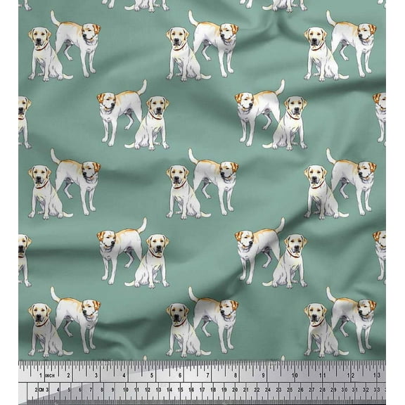 Soimoi Cotton Duck Fabric Labrador Dog Print Fabric by The Yard 42 Inch Wide