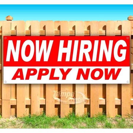 Now Hiring Apply Now 13 oz Vinyl Banner With Metal Grommets