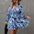 thumbnail image 6 of Women's Floral Chiffon Short Skirt A-line Long Sleeve Country Dress, 6 of 9