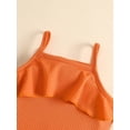 thumbnail image 5 of Infant Baby Two Piece Set, Toddler Solid Color Sleeveless Camisole Tops Elastic Waist Ruffle Hem Shorts, 5 of 9