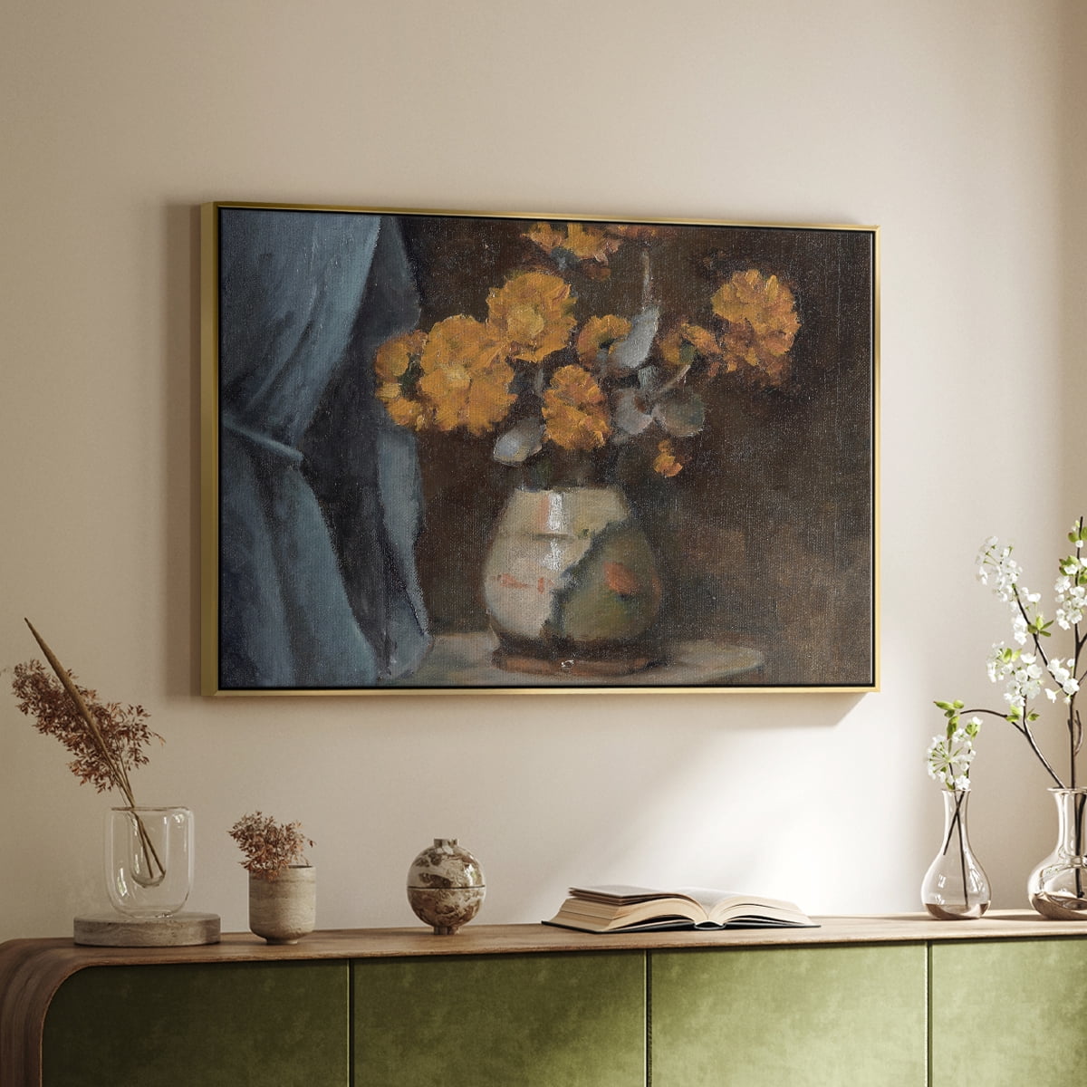 Vintage Botanical Print-LXXX By Wexford Home Framed in Gold Wood Gallery Wrapped Canvas 25 in. x 37 in.