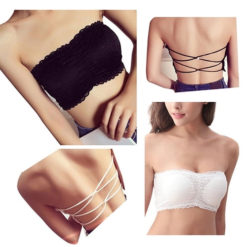 Womens Sexy Lace Bandeau Bra Strapless Tube Top Padded