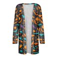 thumbnail image 4 of WTOBBY Women's Mid-Length Halloween Print Cardigan Jacket Casual Comfortable Open Front Long Sleeve Cover Up With Pockets Fall Fashion Outerwear,Army Green L, 4 of 8