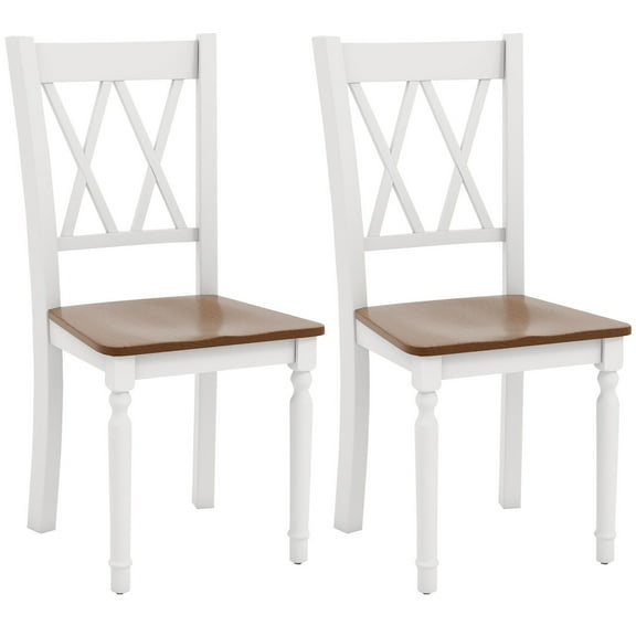 Gymax Dining Chairs Set of 2 Wood Farmhouse Dining Room Side Chairs for Home Kitchen