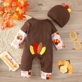 thumbnail image 5 of URMAGIC My First Thanksgiving Baby Boy Outfit Turkey One Piece Long Sleeve Romper Fall Winter Outfit with Cute Hat, 5 of 11