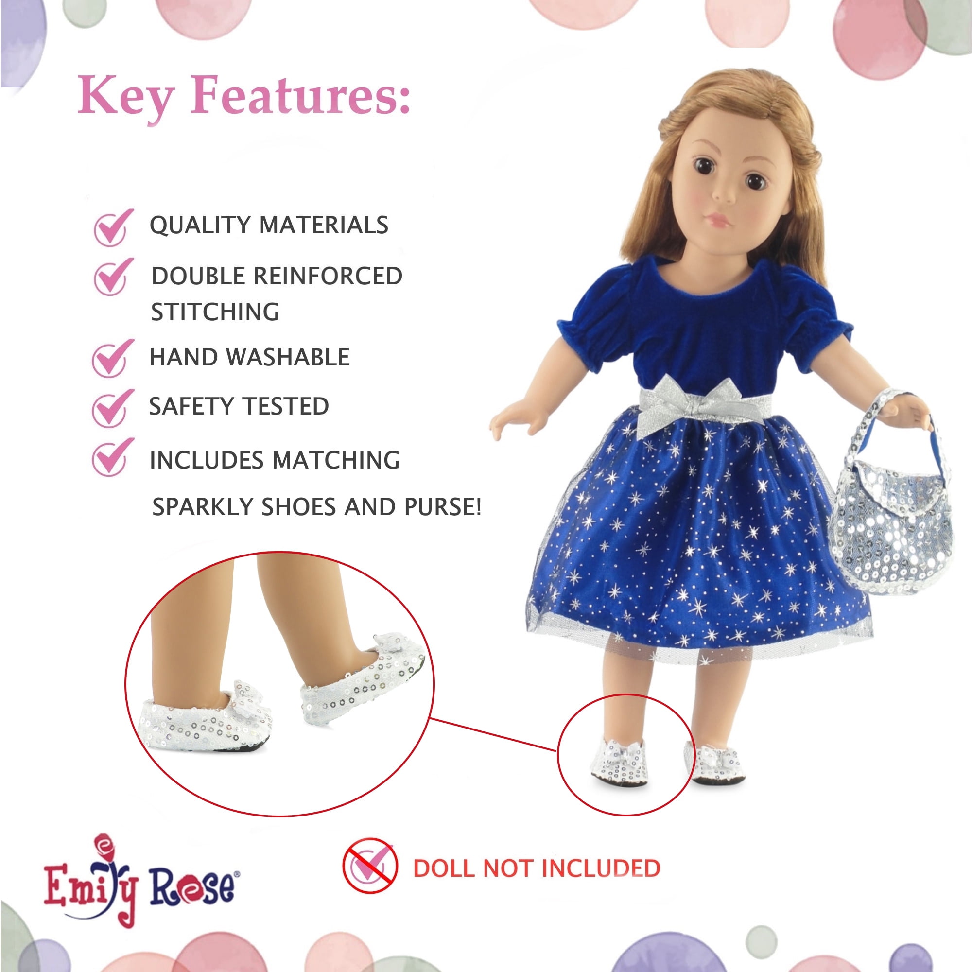 18 Inch American Doll Clothes Set - 9 Piece Fashion Outfit With Accessories For Girl Dolls