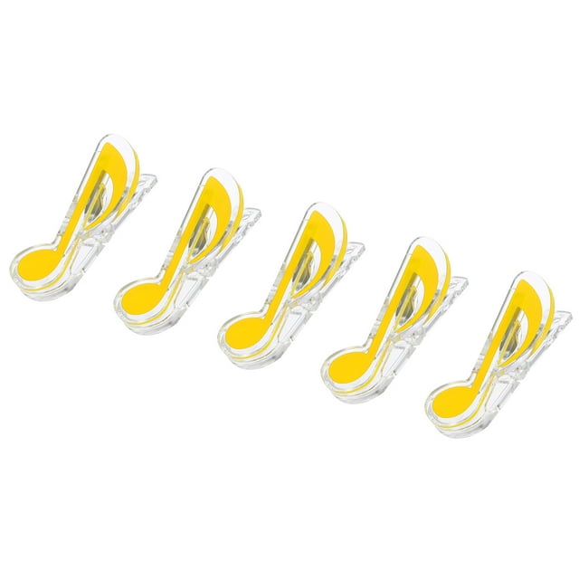 Música Nota Clips Plástico Musical Nota Clips Marcador Papelería para Música Papel Libro Accesorios Corchea Clip Amarillo Paquete de 5