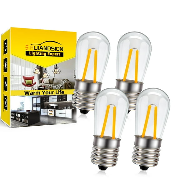 Ruiandsion E17 LED Vintage Filament Bulb, 1.5W Warm White 3000K, 200LM, 110-130V, Replacement for Indoor/Outdoor,4-Pack