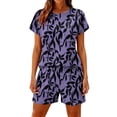 thumbnail image 3 of Outfits Women's Summer Two Piece Shorts Set Leopard Print Round Neck Short Sleeve Tops and Pocket Shorts Set Home Leisure, 3 of 5