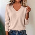 thumbnail image 5 of Gytharion Women's Plus Size Sweaters Solid Color V Neck Long Sleeve Cuff Button Knit Tops Lightweight Soft Business Casual Pullover Sweaters, 5 of 8