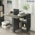 thumbnail image 2 of Tuekys 47.2 in Rectangle Storage Racks Dining Table, Grey, 2 of 9