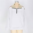 thumbnail image 3 of ZQGJB Fashion Womens Sweatshirts Lightweight Casual Fall Winter Thick Warm Long Sleeve Half Zip up Sherpa Fleece Stand Collar Pullover Tops Trendy Cozy Outwear Jackets White S, 3 of 7