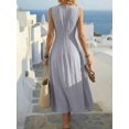 thumbnail image 2 of Womens Light Grey Sleeveless Criss-Cross Waist Summer Maxi Dress, Casual, 2 of 4