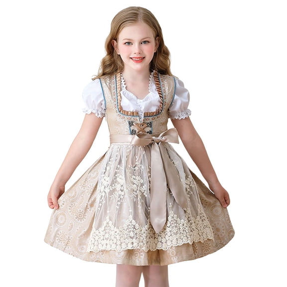 XXWXYD Kids German Dirndl Dress 𝖮ktoberfest Dress Bavarian Traditional Be𝖾r Festival Outfit Halloween Stage Performance Clothes