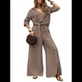 thumbnail image 3 of Camisa de Playa de Larga para Mujer, Blusa, Traje de Baño, Cuello Abotonado Marrón L, 3 of 10