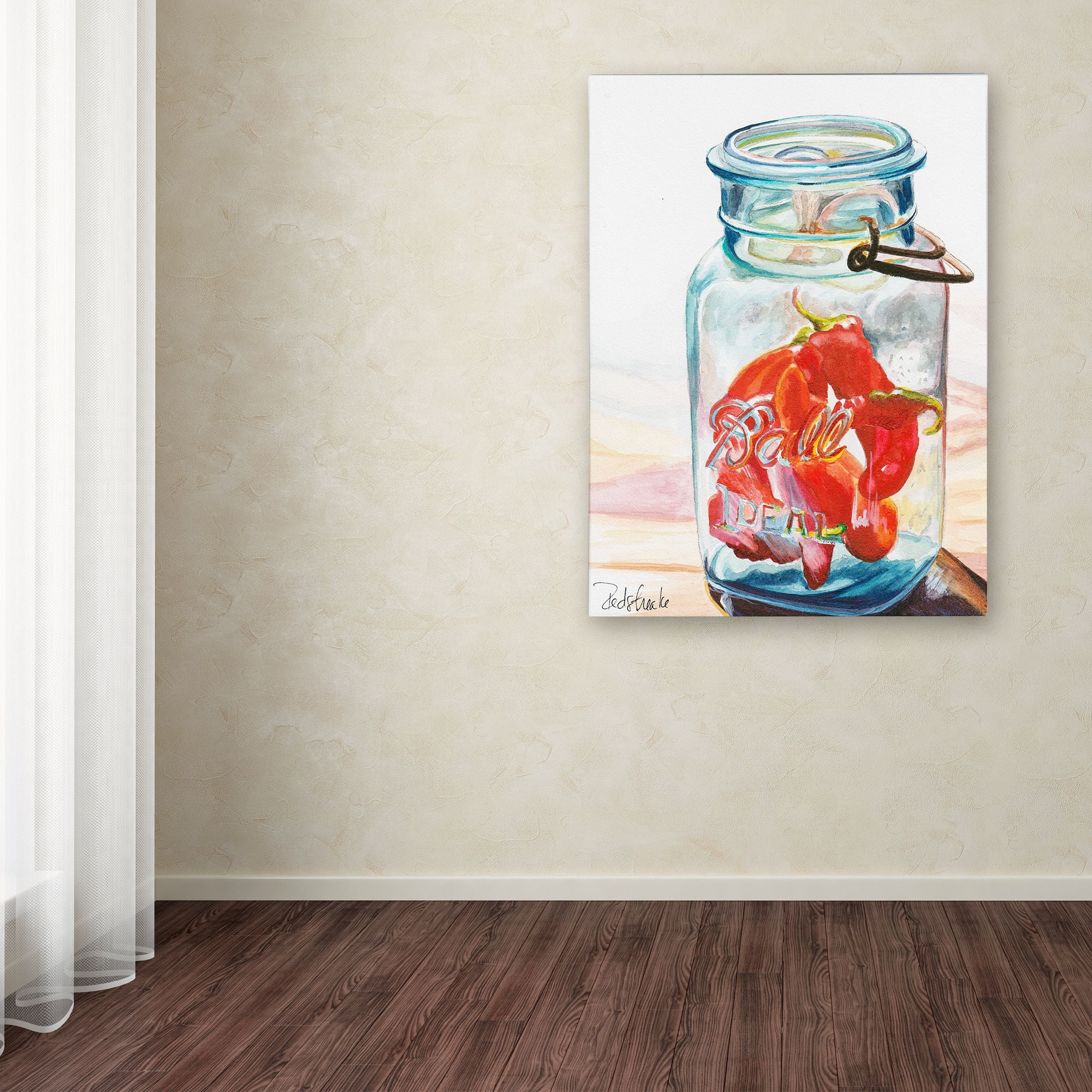 Trademark Fine Art "Ball Jar Ideal Peppers" Canvas Art by Jennifer Redstreake