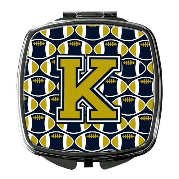 Letter K Football Blue and Gold Compact Mirror CJ1074-KSCM