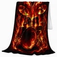 thumbnail image 2 of Fiery Heart Drum Set on Black, Bold Music Style for Drummers, Flame Rhythm Graphic and Father's Day Gift, Warm Flannel Blanket for Music Room and Garage, Home Decor, 2 of 9
