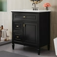 thumbnail image 3 of Bellemave 30" Bathroom Vanity with Ceramic Sink, Vanity Cabinet with One Flip Drawer and Two Drawers, Wooden Vanity with Sink Combo Set With Adjustable Shelf, Wooden Storage Cabinet (Black）, 3 of 9