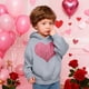 thumbnail image 5 of Sudadera con capucha y estampado de corazón de San Valentín, sudadera de manga larga para niños y niñas, chaqueta para niñas de talla mediana y grande., 5 of 7