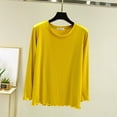 thumbnail image 4 of Soft Cotton T-Shirts for Women Spring Fall Base Tee Shirt Crew Neck Top Solid Color Casual Lightweight Tshirts (L, Yellow 01), 4 of 7