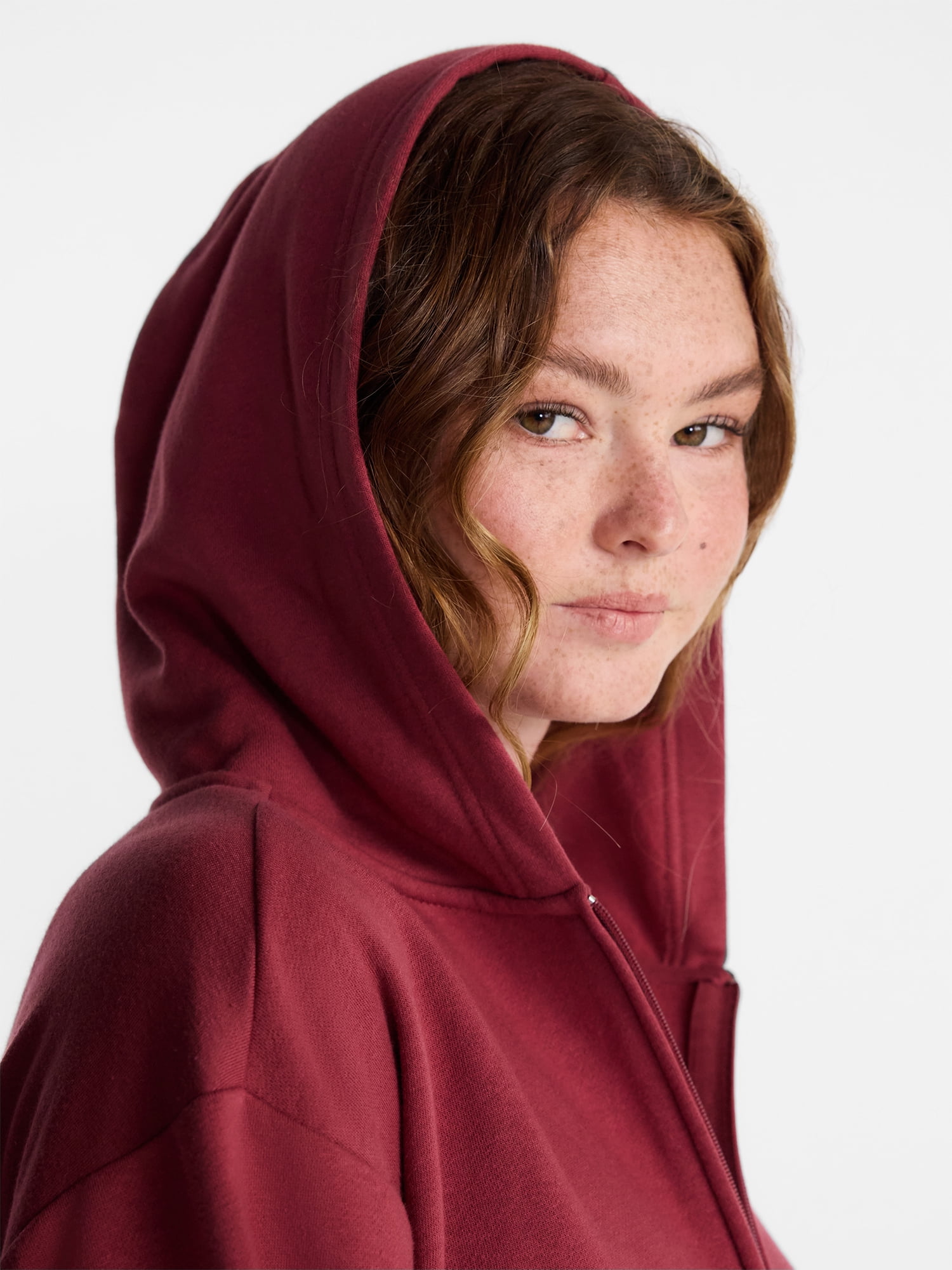 No Boundaries Boxy Zip Up Hoodie, Women's XXS-XXL