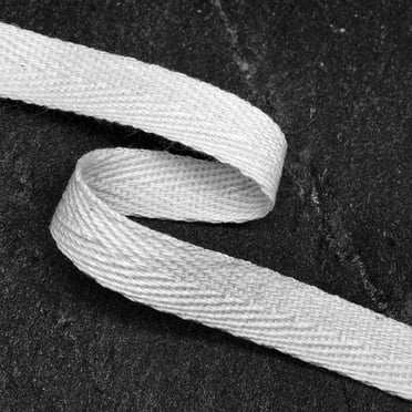 3/8" (10mm) Herringbone Cotton Twill Tape Trim, 10-Yards, SP-2787 (White)