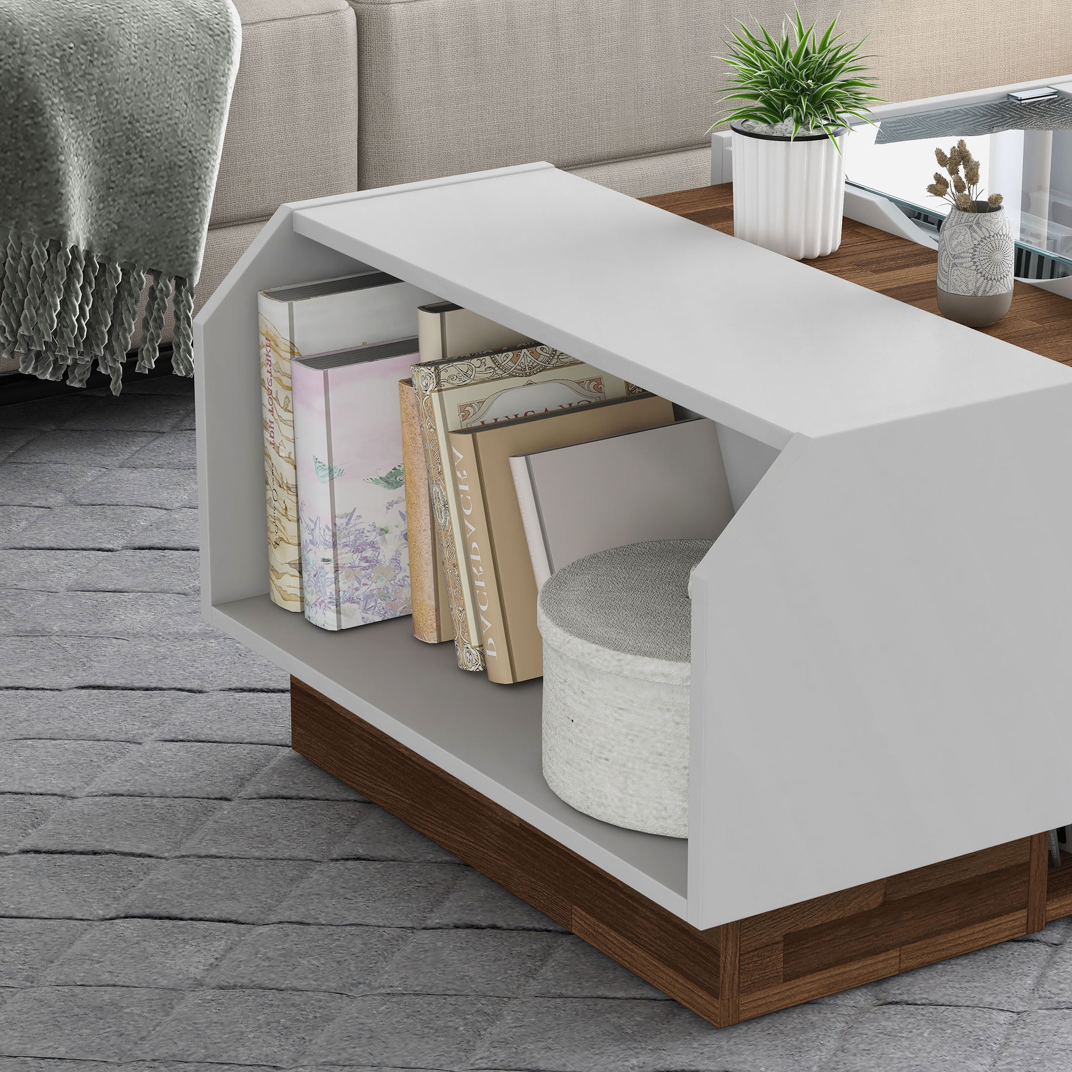 Furniture of America Eadgar Storage Coffee Table, White