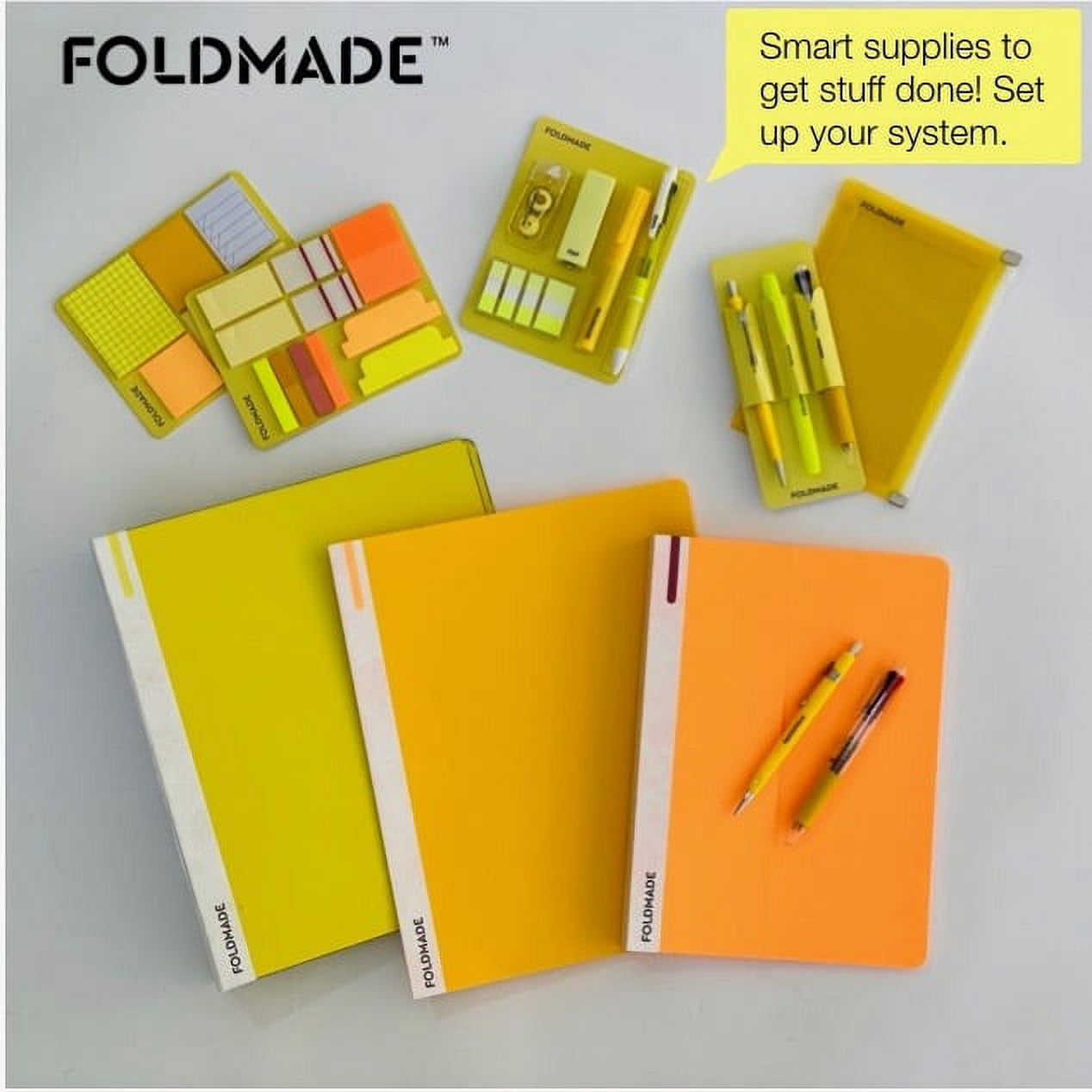 Foldmade Writing Set 2 Pack - Peel-N-Stick Pen Set, Lemon Yellow