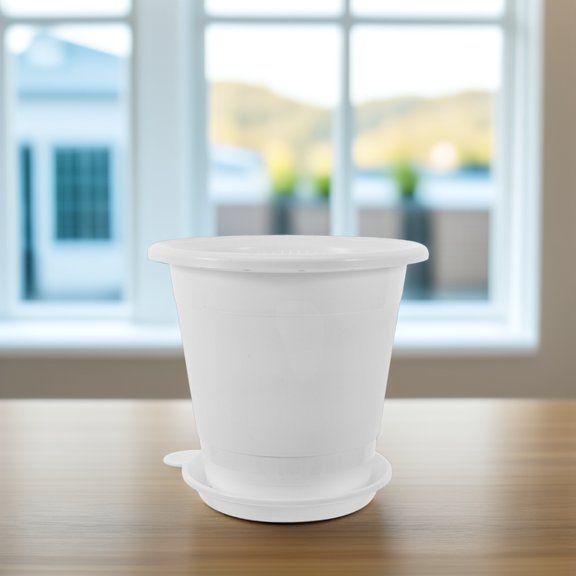 HEATSHAKING Minimalist White Plastic Planter for Succulents with Drainage Holes Indoor Use