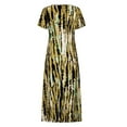 thumbnail image 3 of Fangasis Women Dresses Short Sleeve Sundress Tie Dye Print Dress Ladies Casual Loose Beach Yellow 3XL, 3 of 9