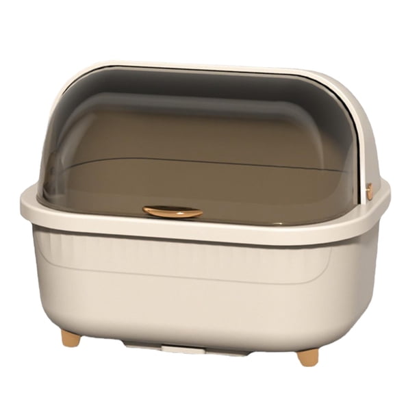 Soporte para secar platos, estante para platos, soporte para utensilios transpirable, organizador para mostrador, estante para cubiertos, escurridor Marrón