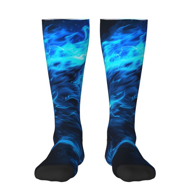 Fotbe Wolf Calcetas Divertidas Estampadas para Hombre y Mujer, Calcetas de Algodón hasta la Rodilla para Caminar, Correr, Enfermería y Embarazo