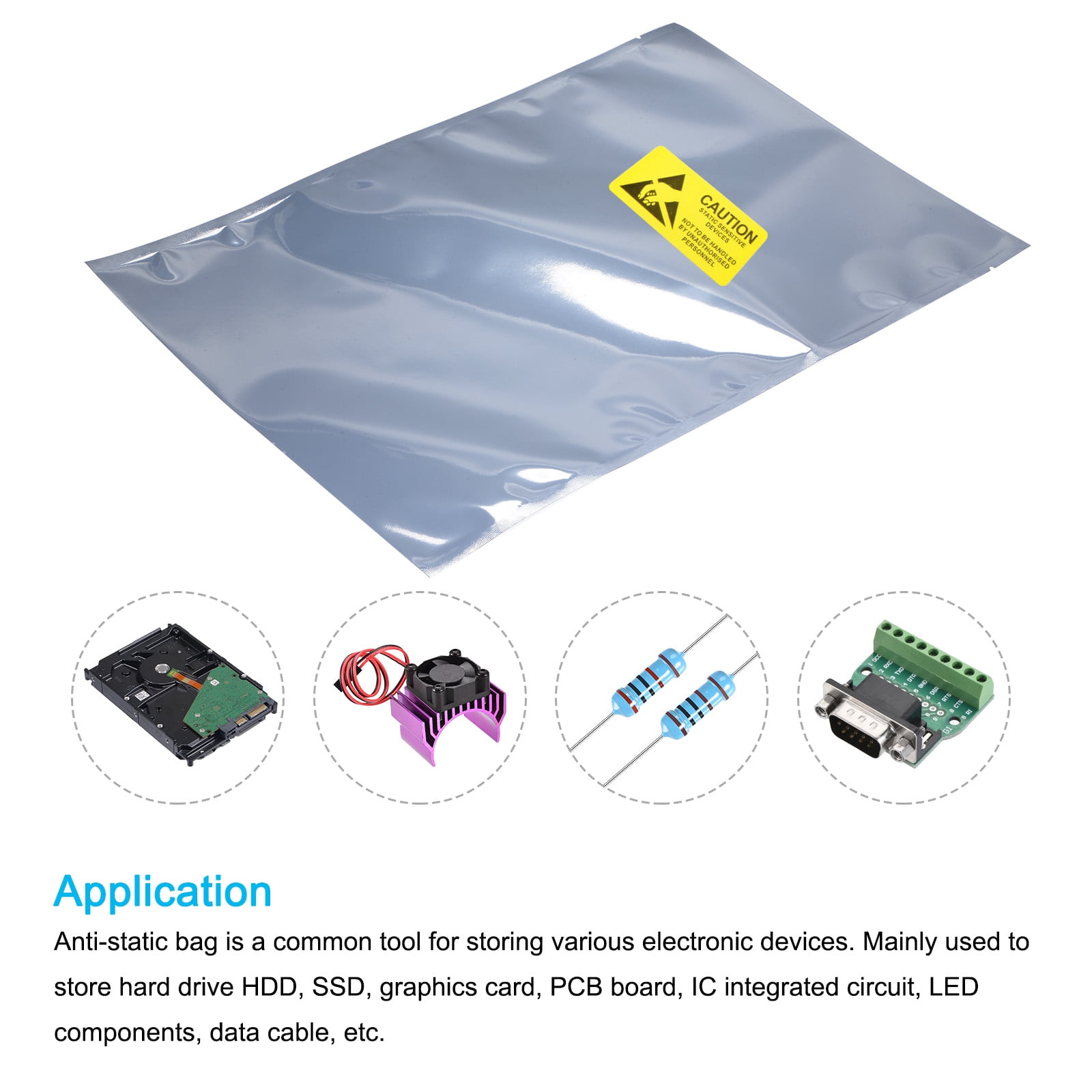 Unique Bargains Anti Static Bags Shielding Bag Open Top with Labels for Hard Drive HDD SSD 8" x 12"