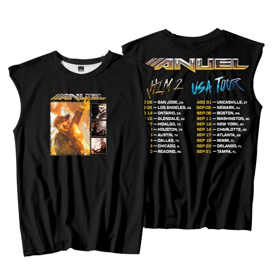 Anuel AA Real Hasta la Muerte 2 Tour Tank Tops Unisex Sleeveless Vest Women Men Outdoor Streetwear Tops