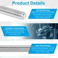 thumbnail image 3 of Uxcell 5/16"-24 UNC 304 Stainless Steel Fully Threaded Rod, 2Pcs 7.9" Length Long Threaded Screw Right Hand Threads All Threaded Rod Studs for Anchoring Bolt, Clamps, Hangers and U-Bolts, 3 of 7