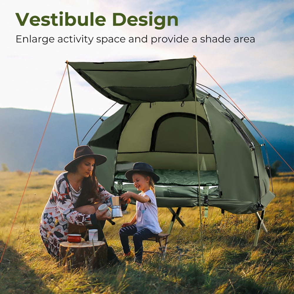 Barara King 1-Person Folding Camping Tent with Parasol