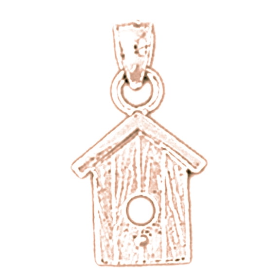 14K Rose Gold Bird House Pendant - 19 mm