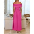 thumbnail image 4 of Vestido largo ZESICA con hombros descubiertos para mujer, verano 2025, rosa M, 4 of 7
