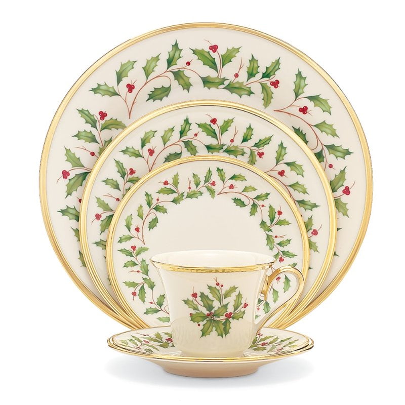 Lenox Holiday 5 Piece Ivory Bone China Place Setting with Gold Accent