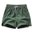 thumbnail image 2 of zeranth Men Summer Casual Shorts Mid-rise Elastic Waistband Pockets Beach Shorts Solid Color Wide Leg Loose Fit Fitness Shorts, 2 of 7