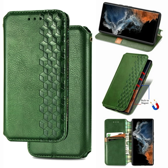 Ancove for iPhone 14 Wallet Case,Premium PU Leather Card Holder Magnetic Closure Kickstand Shockproof Flip Folio Cover Case for iPhone 14,Green